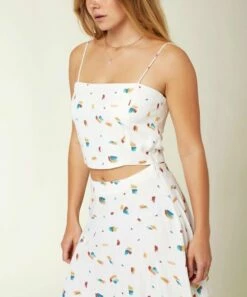 Top 10 🛒 O'Neill White Abstract Kimrey Cropped Tank - Juniors ⌛ -O'Neill Sales zu100373075 alt 1 tm1644337128