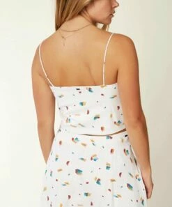 Top 10 🛒 O'Neill White Abstract Kimrey Cropped Tank - Juniors ⌛ -O'Neill Sales zu100373075 alt 2 tm1644337128