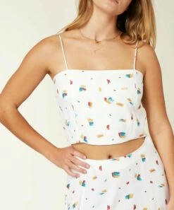 Top 10 🛒 O'Neill White Abstract Kimrey Cropped Tank - Juniors ⌛