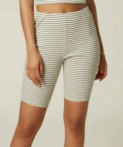 Discount 😀 O'Neill White & Black Stripe Krissy Bike Shorts - Juniors ✨ -O'Neill Sales zu101695940 main tm1644424025