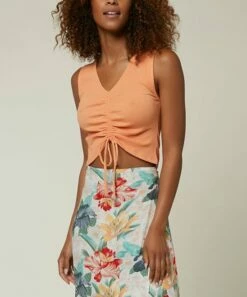 Brand new 🔥 O'Neill Mint Barkley Ruched Tank Top - Juniors 🌟 -O'Neill Sales zu101704565 main tm1644424025