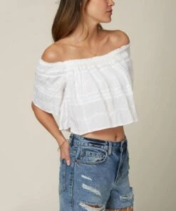 Best reviews of 🎉 O'Neill White Jonsie Off-Shoulder Top - Juniors 🔥 -O'Neill Sales zu101704806 alt 2 tm1644424025