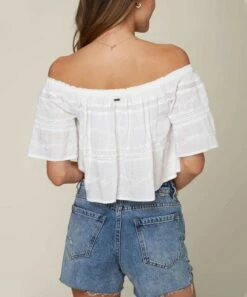 Best reviews of 🎉 O'Neill White Jonsie Off-Shoulder Top - Juniors 🔥 -O'Neill Sales zu101704806 alt 4 tm1644424025