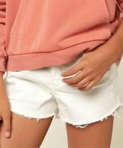 Discount 🧨 O'Neill White Aiden Distressed Jean Shorts - 👧 Girls 🌟 -O'Neill Sales zu101733072 alt 3 tm1640714003
