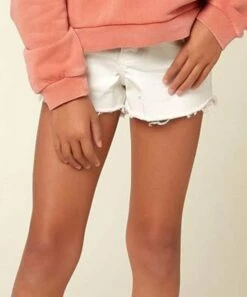 Discount 🧨 O'Neill White Aiden Distressed Jean Shorts - 👧 Girls 🌟 -O'Neill Sales zu101733072 alt 4 tm1640714003