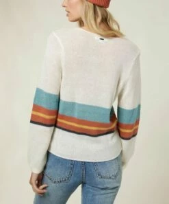 Wholesale 😀 O'Neill White & Blue Stripe Wrap It Up Surplice Sweater - Juniors 🧨 -O'Neill Sales zu102868052 alt 2 tm1644337128