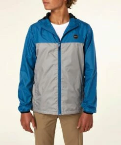 Best deal 👏 O'Neill Cascade Blue & Gray Color Block Nomadic Windbreaker - Boys ✔️ -O'Neill Sales zu105008543 alt 2 tm1671560778