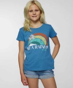 Discount 🥰 O'Neill Blue & Multicolor 'Be A Rainbow' Crewneck Tee - 👧 Girls ⌛ -O'Neill Sales zu106421373 alt 3 tm1655218201