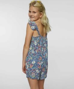Top 10 ❤️ O'Neill Blue & Multicolor Floral Augie Sleeveless Romper - 👧 Girls ✨ -O'Neill Sales zu106421374 alt 4 tm1655218201