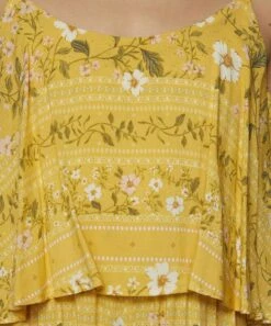 Cheapest ⭐ O'Neill Yellow & Brown Floral Tanner Wide-Leg Jumpsuit - 👧 Girls ⭐ -O'Neill Sales zu106421450 alt 2 tm1655218201