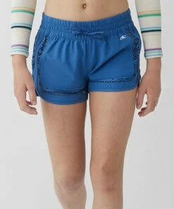 Best Pirce ⌛ O'Neill Blue Logo Hollow-Out Renew Stretch Boardshorts - 👧 Girls 🛒