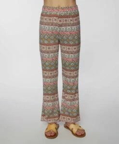 New ✔️ O'Neill Brown & Pink Geometric Stripe Willow Flare Pants - 👧 Girls 🌟 -O'Neill Sales zu106421517 alt 2 tm1655218201