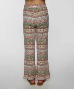 New ✔️ O'Neill Brown & Pink Geometric Stripe Willow Flare Pants - 👧 Girls 🌟 -O'Neill Sales zu106421517 alt 4 tm1655218201