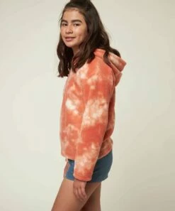 Outlet ❤️ O'Neill Orange & White Tie-Dye Holland Fleece Hoodie - 👧 Girls 🔔 -O'Neill Sales zu106421572 alt 3 tm1660679862