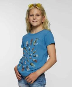 Best Sale 😀 O'Neill Blue & Multicolor Pineapple Spiral Crewneck Tee - 👧 Girls 🛒