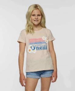 Coupon 🔥 O'Neill Pink & Blue Shadow 'O'Neill' Logo Flowers Crewneck Tee - 👧 Girls ⌛