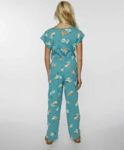 Coupon 👍 O'Neill Teal & White Floral Ryder Short-Sleeve Jumpsuit - 👧 Girls 👏 -O'Neill Sales zu106424814 alt 4 tm1655218201
