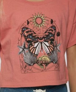 Coupon 🔥 O'Neill Rose & Multicolor Butterfly Magic Maker Crop Top - 👧 Girls 🎁 -O'Neill Sales zu106424897 alt 2 tm1655218201