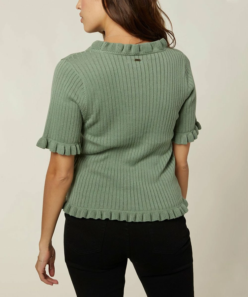 Discount ๐คฉ O'Neill Sage Cassie Ruffle-Hem V-Neck Button-Front Top - Juniors โ๏ธ 5 Discount ๐คฉ O'Neill Sage Cassie Ruffle-Hem V-Neck Button-Front Top - Juniors โ๏ธ - Image 3
