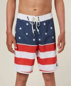 Cheapest 🎁 O'Neill Red & Blue Star Stripe Hyperfreak Apollo Boardshorts - Boys 😍