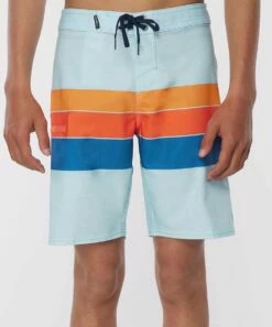 Cheap 🔔 O'Neill White & Orange Stripe Hyperfreak Heist Line Boardshorts - Boys ⌛