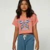 Best Sale 🌟 O'Neill Rose & Blue 'O'Neill Surf' Logo Butterfly Crop Top - 👧 Girls 🔔 -O'Neill Sales zu107979682 main tm1660679511