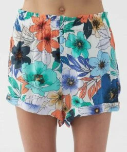 Best Sale 😀 O'Neill Blue & Green Floral Tia High-Waist Shorts - 👧 Girls 🧨 -O'Neill Sales zu107979734 alt 2 tm1660679511
