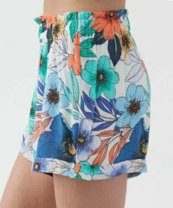 Best Sale 😀 O'Neill Blue & Green Floral Tia High-Waist Shorts - 👧 Girls 🧨 -O'Neill Sales zu107979734 alt 4 tm1660679511