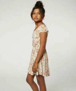 Discount ⌛ O'Neill White & Blue Floral Marisol Scoop Neck A-Line 👗 Dress - 👧 Girls ⌛ -O'Neill Sales zu107979746 alt 3 tm1660679511
