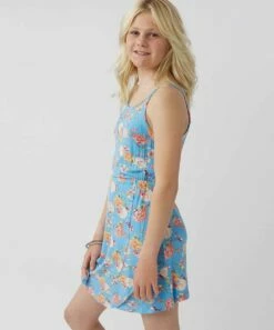 Best deal 😍 O'Neill Light Blue Floral Kiora Empire-Waist 👗 Dress - 👧 Girls 💯 -O'Neill Sales zu107979804 alt 2 tm1660679511