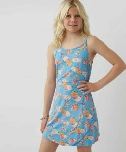 Best deal 😍 O'Neill Light Blue Floral Kiora Empire-Waist 👗 Dress - 👧 Girls 💯 -O'Neill Sales zu107979804 alt 3 tm1660679511