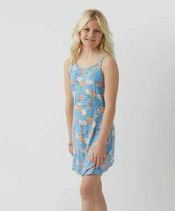 Best deal 😍 O'Neill Light Blue Floral Kiora Empire-Waist 👗 Dress - 👧 Girls 💯 -O'Neill Sales zu107979804 alt 4 tm1660679511