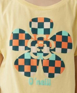 Outlet ✨ O'Neill Yellow & Orange 'O'Neill' Logo Checkerboard Flower Crop Top - 👧 Girls 😀 -O'Neill Sales zu107979810 alt 3 tm1660679511
