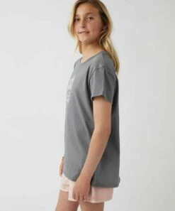 Budget 🔔 O'Neill Gray & Pink 'Down 2 Earth' Crewneck Tee - 👧 Girls 😍 -O'Neill Sales zu107985258 alt 3 tm1660679511