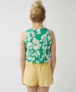 Hot Sale ⌛ O'Neill Kelly Green & White Floral Cleo Ruffle-Hem Tank - 👧 Girls 😍 -O'Neill Sales zu107985287 alt 1 tm1671560778