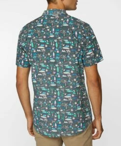 Top 10 💯 O'Neill Gray & Mint Surf Dayz Short-Sleeve Button-Up Top - Men 💯 -O'Neill Sales zu108715193 alt 3 tm1663765430
