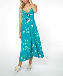 Deals 🧨 O'Neill Blue & Pink Floral Sleeveless Maurice Midi 👗 Dress - Juniors 🥰