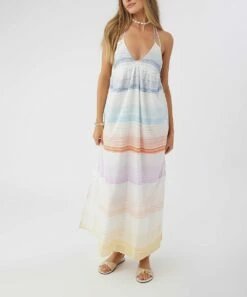 Buy ✨ O'Neill White & Blue Stripe Langley Halter 👗 Dress - Juniors 😀