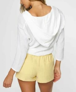 Deals 🤩 O'Neill White Embroidered-Detail Renata Crop Hoodie - Juniors 🎁 -O'Neill Sales zu109091838 alt 4 tm1664890922