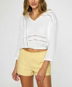 Deals 🤩 O'Neill White Embroidered-Detail Renata Crop Hoodie - Juniors 🎁 -O'Neill Sales zu109091838 main tm1664890922