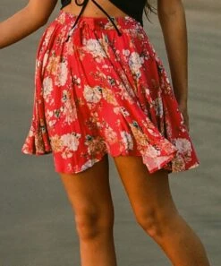 Promo 😀 O'Neill Red Floral Lopez Miniskirt - Juniors 😀