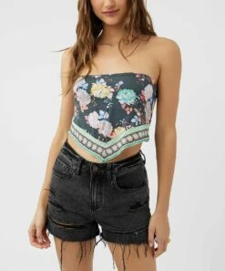 Discount 🔥 O'Neill Slate Floral Strapless Skyler Crop Top - Juniors 🤩
