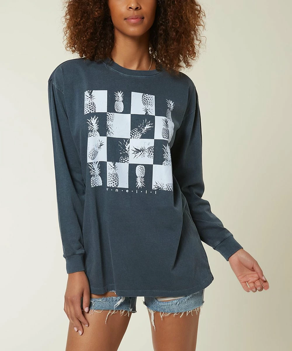 Discount 💯 O'Neill Slate Checkerboard Pineapple Logo Long-Sleeve Tee - Juniors 💯 4 Discount 💯 O'Neill Slate Checkerboard Pineapple Logo Long-Sleeve Tee - Juniors 💯 - Image 2