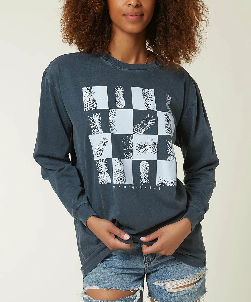 Discount 💯 O'Neill Slate Checkerboard Pineapple Logo Long-Sleeve Tee - Juniors 💯 3 Discount 💯 O'Neill Slate Checkerboard Pineapple Logo Long-Sleeve Tee - Juniors 💯