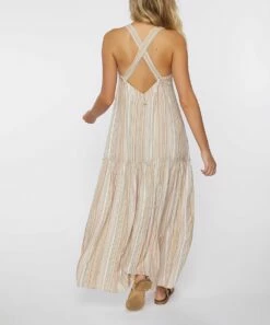 Brand new 👍 O'Neill Beige Stripe Sleeveless Keller Maxi 👗 Dress - Juniors 🌟 -O'Neill Sales zu109092314 alt 3 tm1664890170