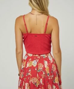 Best Sale 🎉 O'Neill Red Cinched-Front Marta Crop Tank - Juniors 🔥 -O'Neill Sales zu109092316 alt 4 tm1664890170