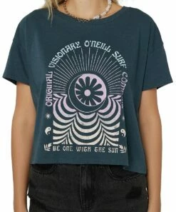 Hot Sale 🎉 O'Neill Slate & Blush 'Visionary' Crop Tee - Juniors ⭐ -O'Neill Sales zu109092547 alt 2 tm1664890536