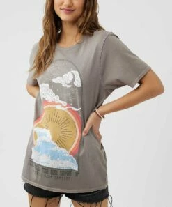 Best Sale 😍 O'Neill Gray 'Surf Till The Sun Comes Up' Crewneck Tee - Juniors ❤️ -O'Neill Sales zu109092803 alt 2 tm1664890744