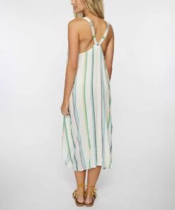 Cheapest ⌛ O'Neill Vanilla & Green Stripe Racerback Miranda Midi 👗 Dress - Juniors 😍 -O'Neill Sales zu109092967 alt 2 tm1664890648