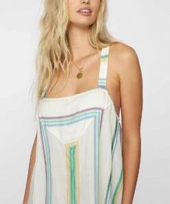 Cheapest ⌛ O'Neill Vanilla & Green Stripe Racerback Miranda Midi 👗 Dress - Juniors 😍 -O'Neill Sales zu109092967 alt 3 tm1664890648